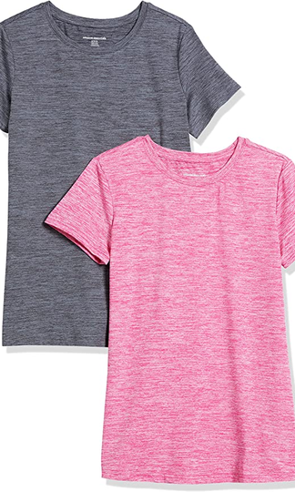 Amazon Essentials Women’s Tech Stretch Short-Sleeve Crewneck T-Shirt, Pack of 2