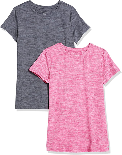 Amazon Essentials Women’s Tech Stretch Short-Sleeve Crewneck T-Shirt, Pack of 2