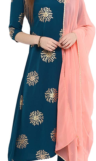 Janasya Indian Women’s Tunic Tops Crepe Kurti Set with Dupatta for Women