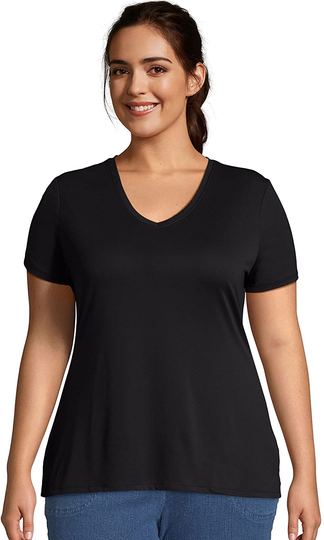 Just My Size Women’s Plus-Size Cool DRI Short Sleeve V-Neck Tee