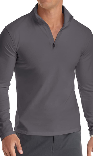 YTD Men’s Long/Short Sleeve Polo Shirts Quarter-Zip Casual Slim Fit Mock Neck Basic Designed Cotton Shirts